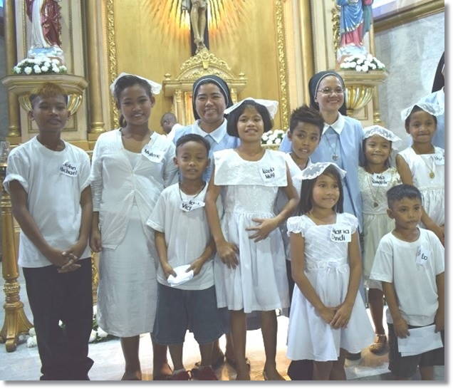 Children in church who were just baptized