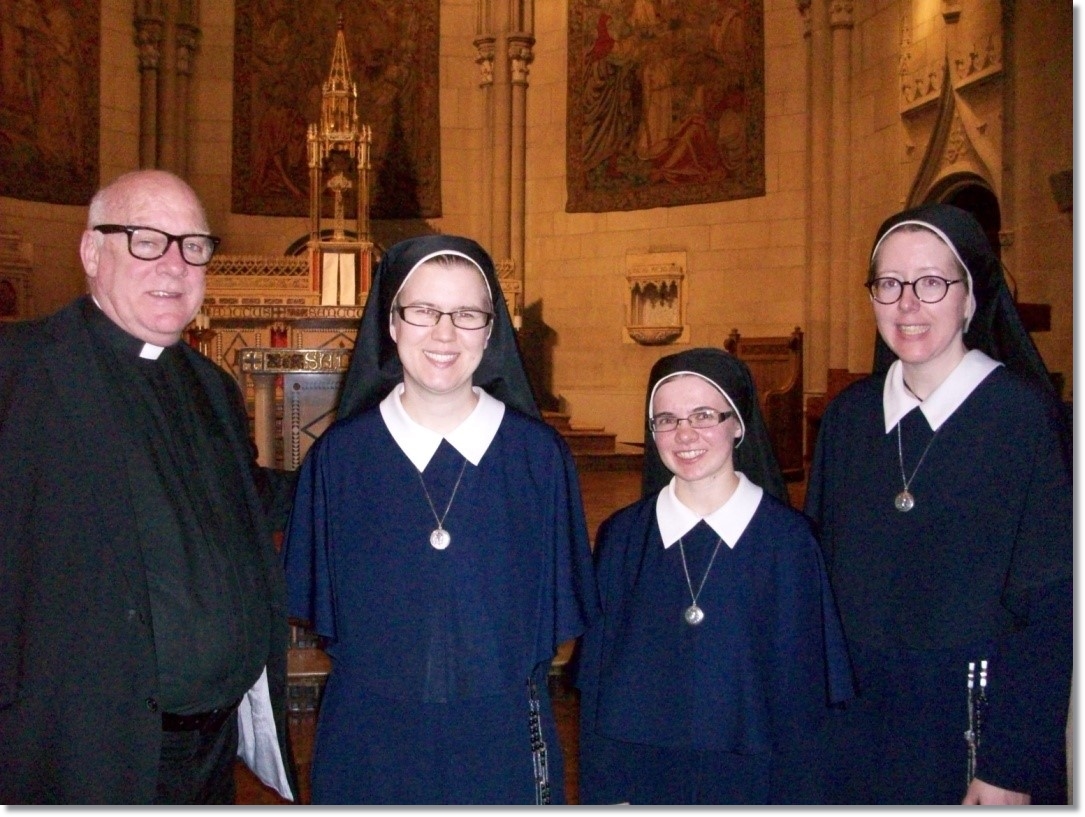 Fr. David Nolan with Sr. Alina Marie, Sr. Rebecca Miriam and Sr. Marie Meaghan